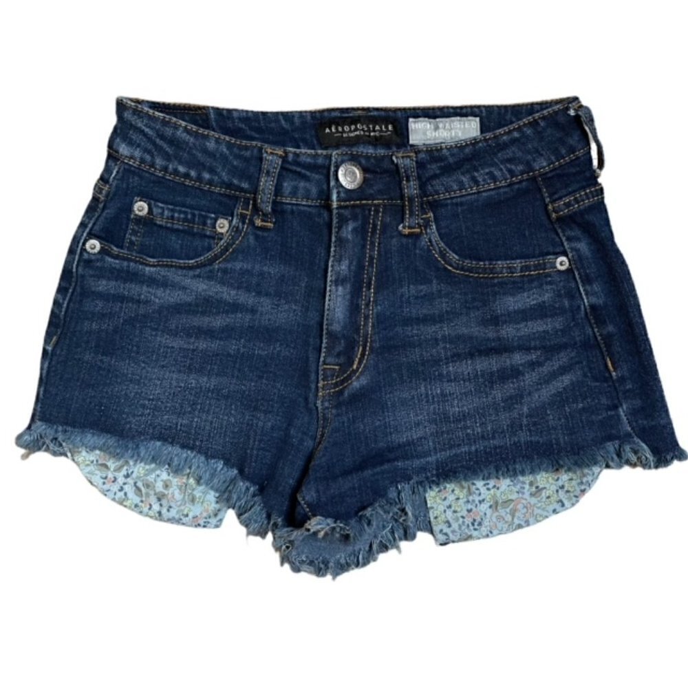 AEROPOSTALE High Waisted Shorty Raw Hem Stretch Jean Shorts - Size 2